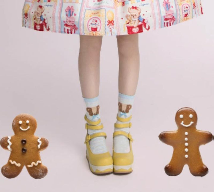 Momo~Bear Birthday Party~Kwaii Lolita Shoes Round Toe Platform Shoes   