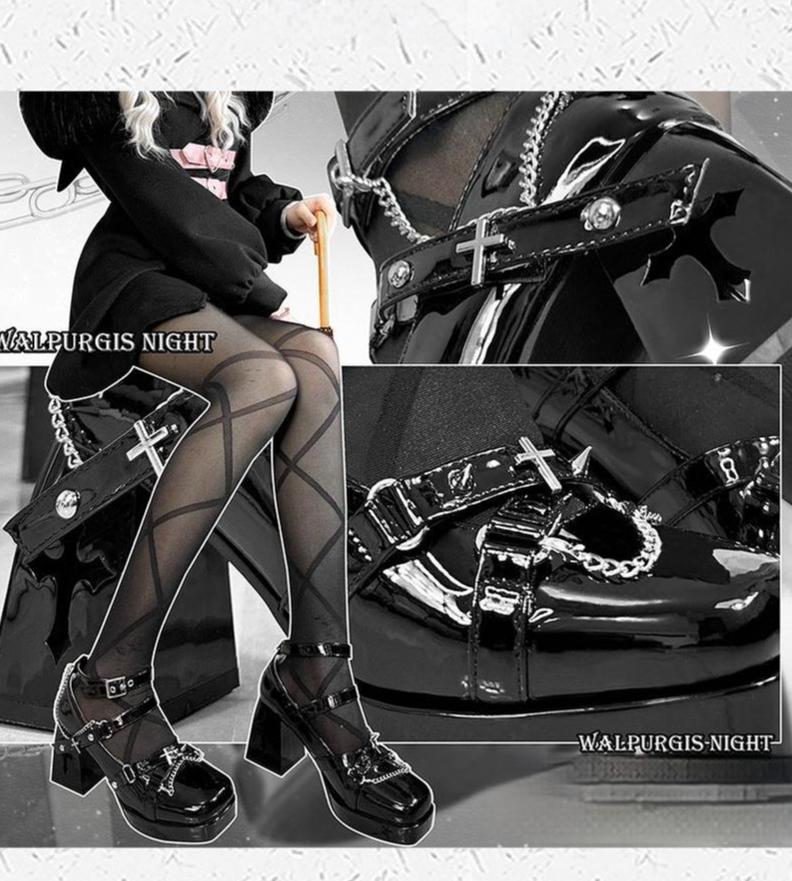 The night of the witch Lolita~Punk Lolita Heels Y2K Elegant Lolita Shoes   