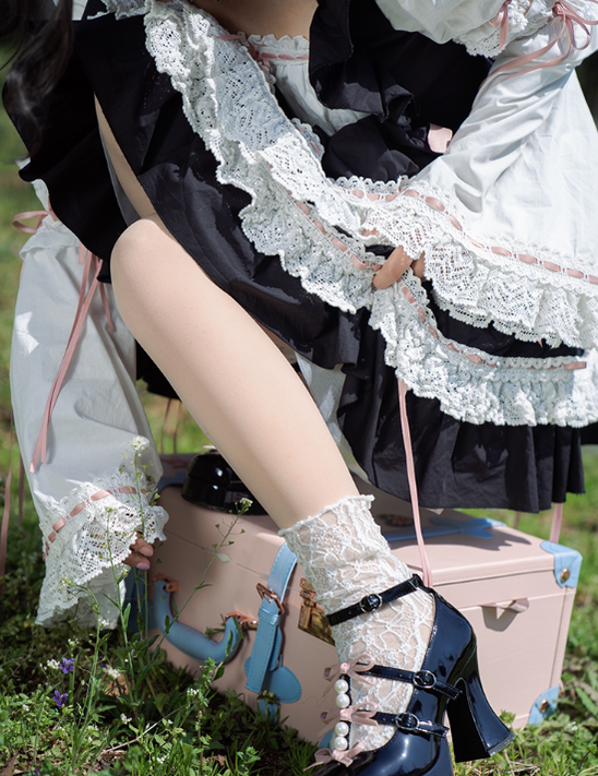 Pure Tea For Dream~Sweet Lolita Platform Pearl Bow Shoes 16296:217914