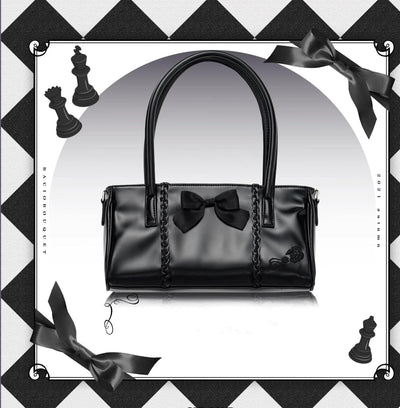 Bacio Bouquet~The Duke of Death and His Maid~Black Lolita Bag Embroidered Handbag   