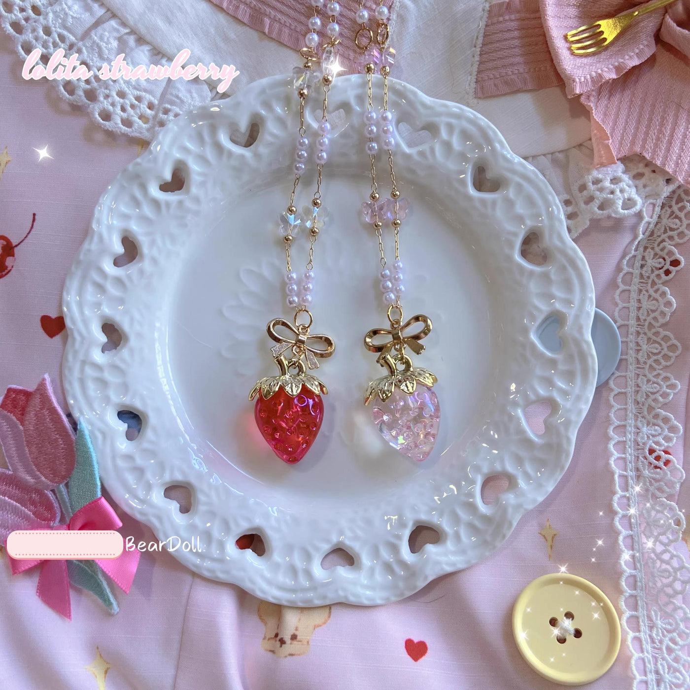 Bear Doll~Sweet Lolita Necklace Strawberry Charlotte Necklace   