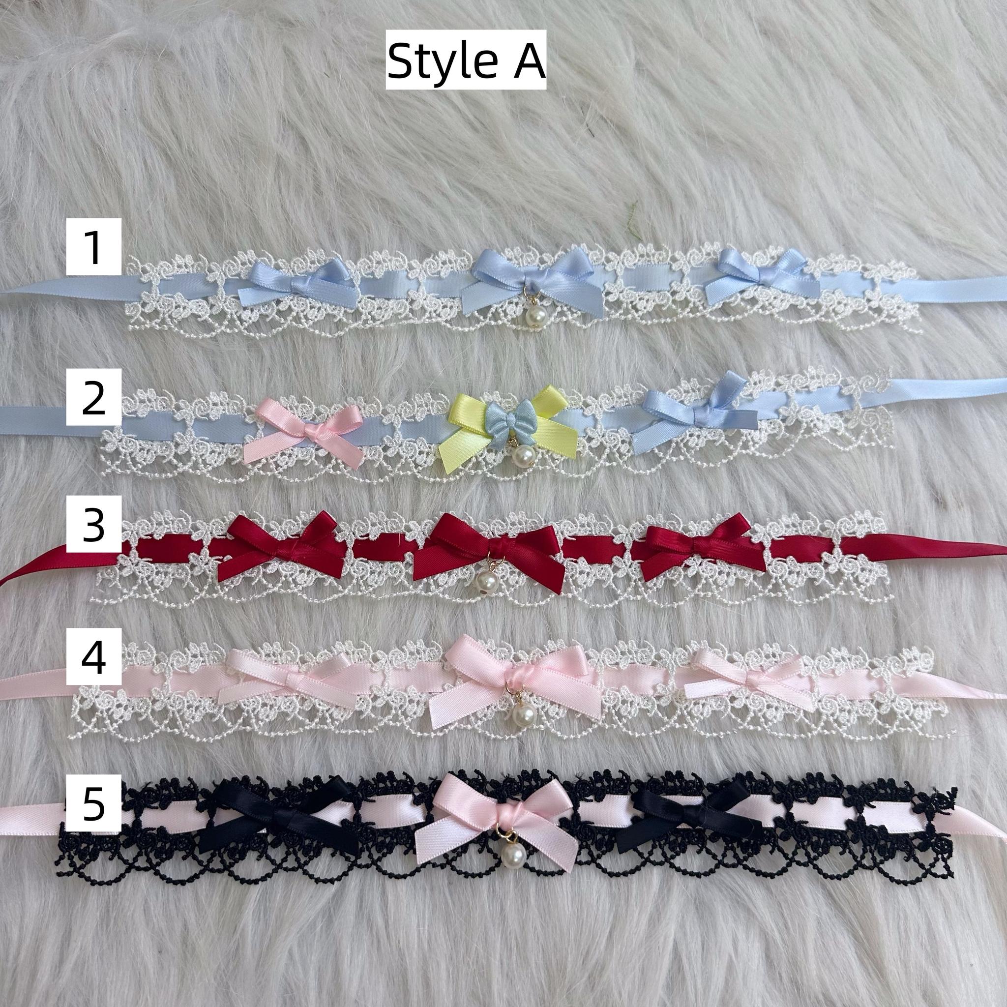 Chestnut Lolita - Sweet Lolita Headdress, Bow and Lace Decoration Choker Style A Only (please specify your desired color)