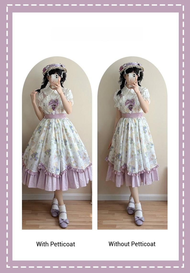 Qianmu~Blueberry Summer~Classic Lolita JSK Dress with Large Hem and Cotton Lining