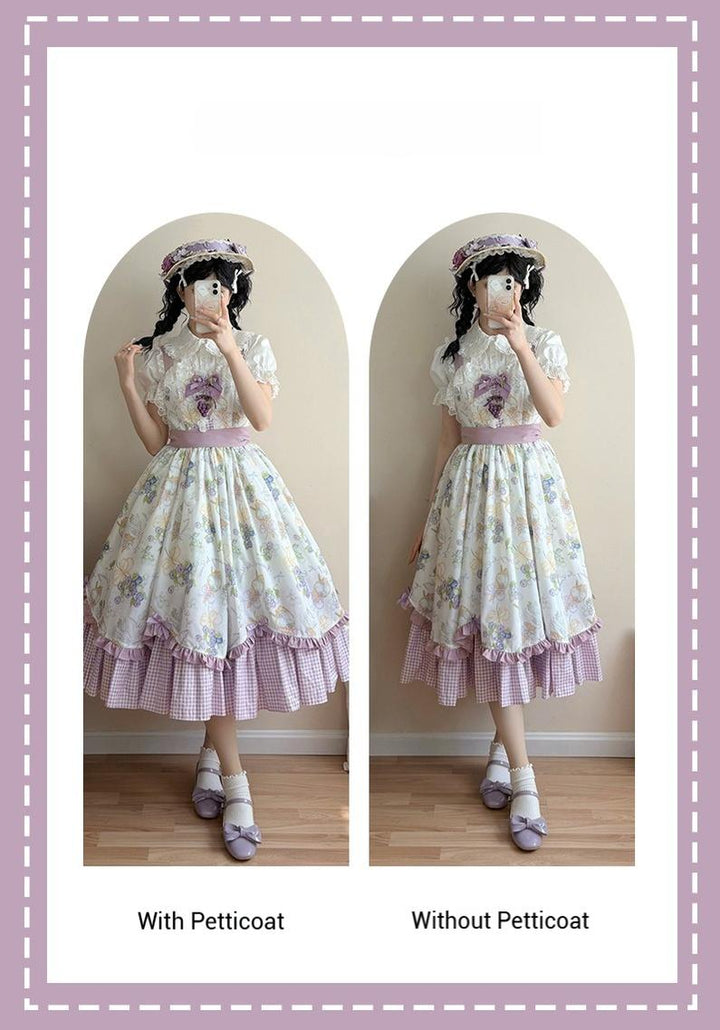 Qianmu~Blueberry Summer~Classic Lolita JSK Dress with Large Hem and Cotton Lining