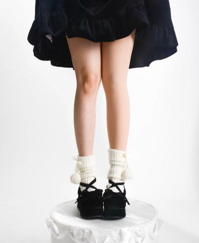 Roji Roji~Winter Double-Winter Lolita Layer Thigh-High Stockings   