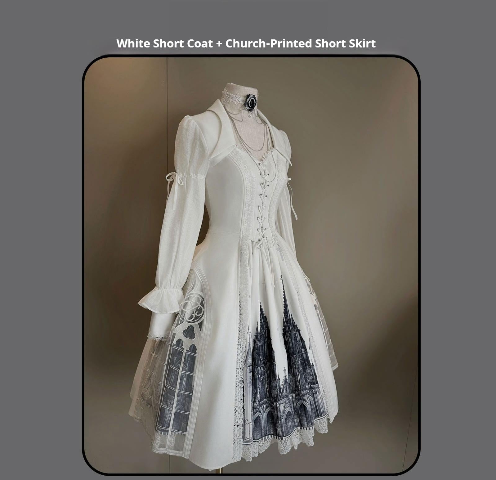 Susin Lolita - Night Traveler - Gothic Lolita Skirt Outfit Long Coat Shirt and Bustier Set 42118:727562