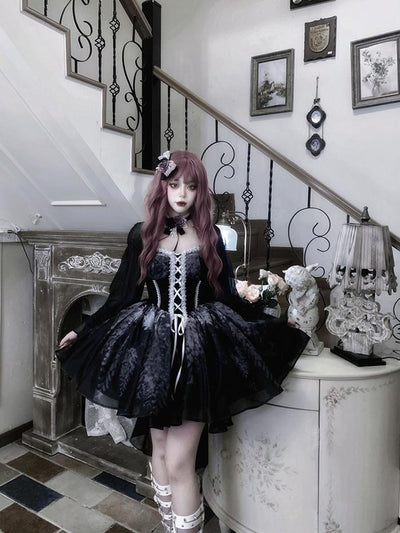 Alice Girl~Wisteria Ballet~Sweet Lolita Jumper Dress JSK Multicolor XS Black 
