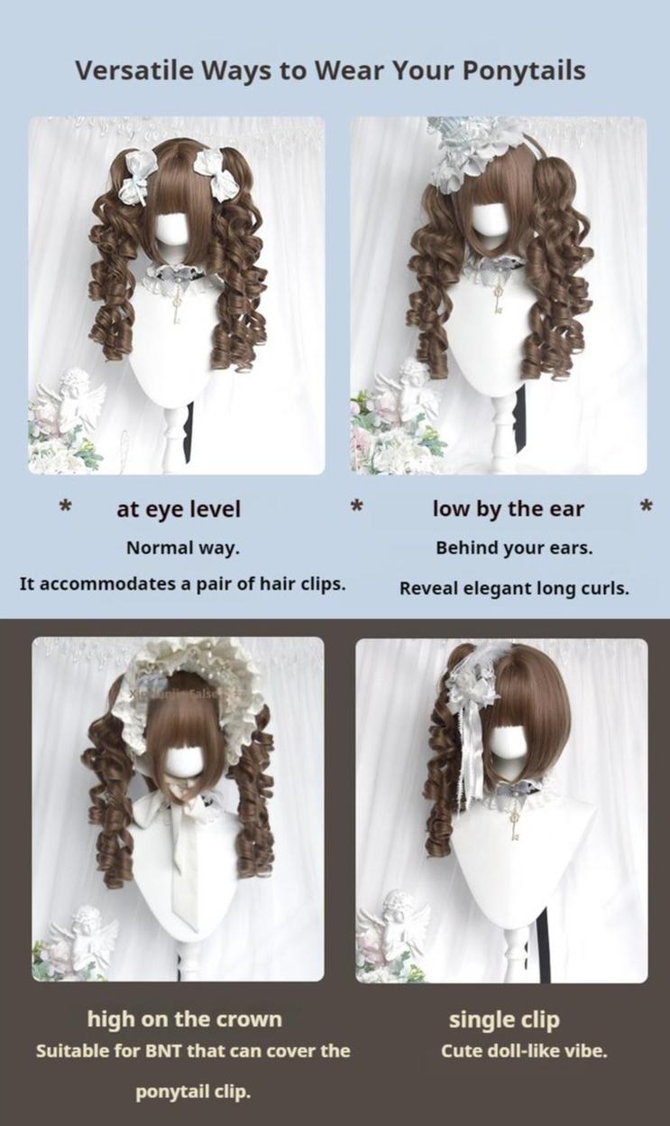 Sinwavy - Doll Like Lolita Wig, Detachable Curl Ponytails 44203:798786