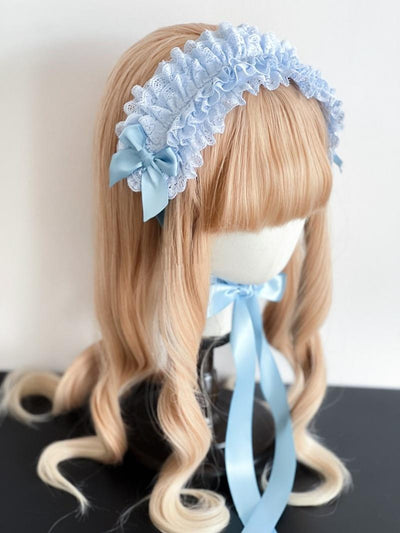 MAID~Customized Elegant Lolita Bow Lace KC Headdress Blue  