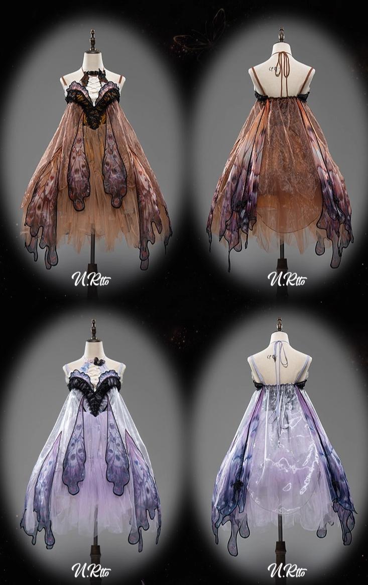 Urtto - Dead Leaf Butterfly - Chiffon Gothic Lolita JSK, Irregular Tiered Skirt 44352:804267