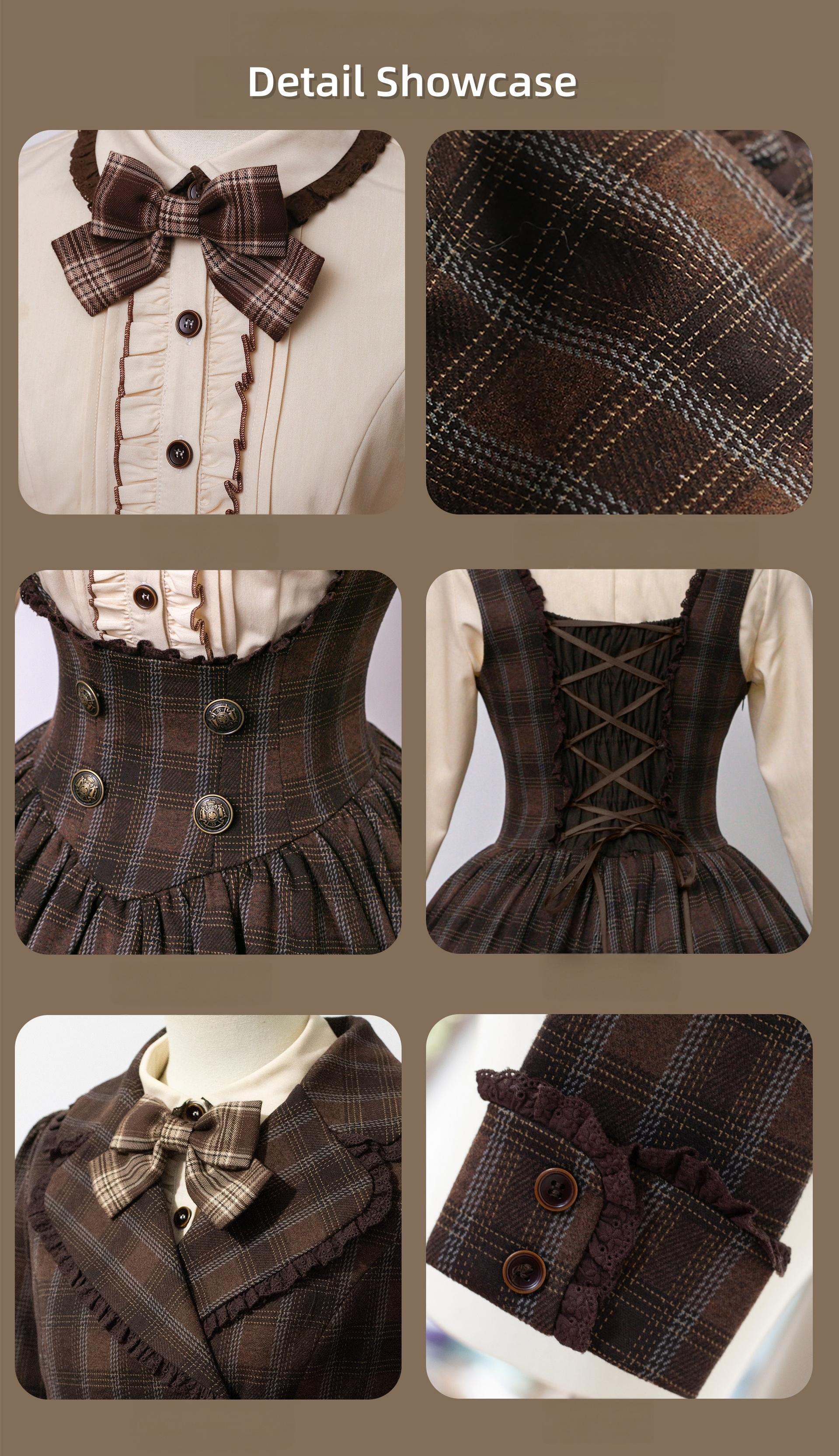 Sandwich Chocolate - Winter Classic Lolita Plaid Bust-supporting JSK & Coat Set 45903:867181