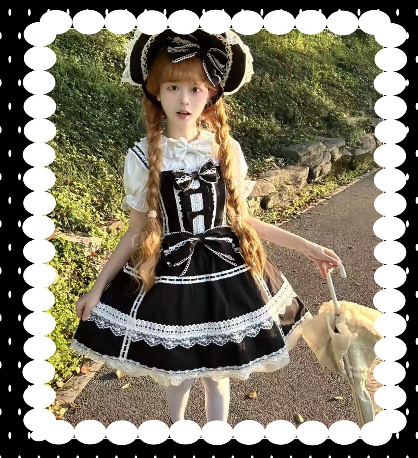 Old Heartache - Cotton Old School Lolita JSK Dress with Bows 45600:854546