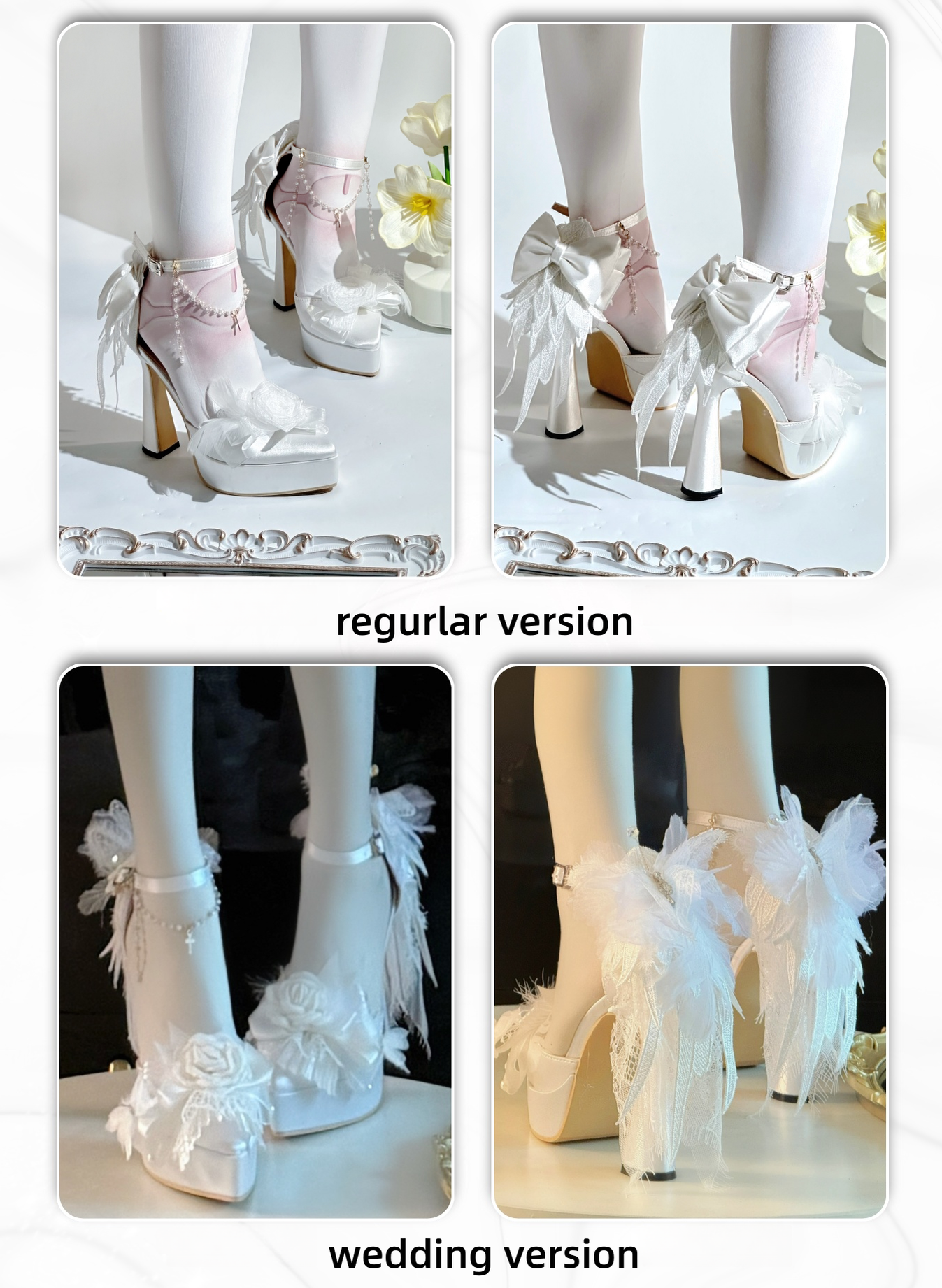 Feather Spirit - Classic Lolita Heel Shoes, Feather Decoration 44798:823030