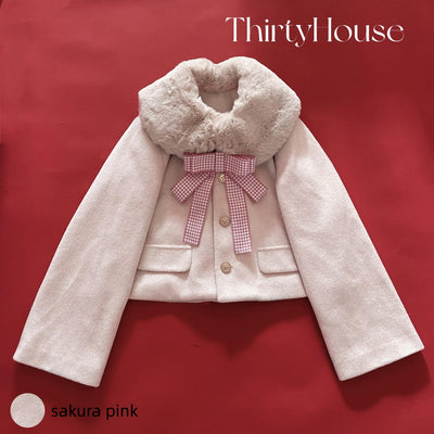ThirtyHouse~Retro Warm Winter Lolita Wool Coat Short Coat Free size Sakura 
