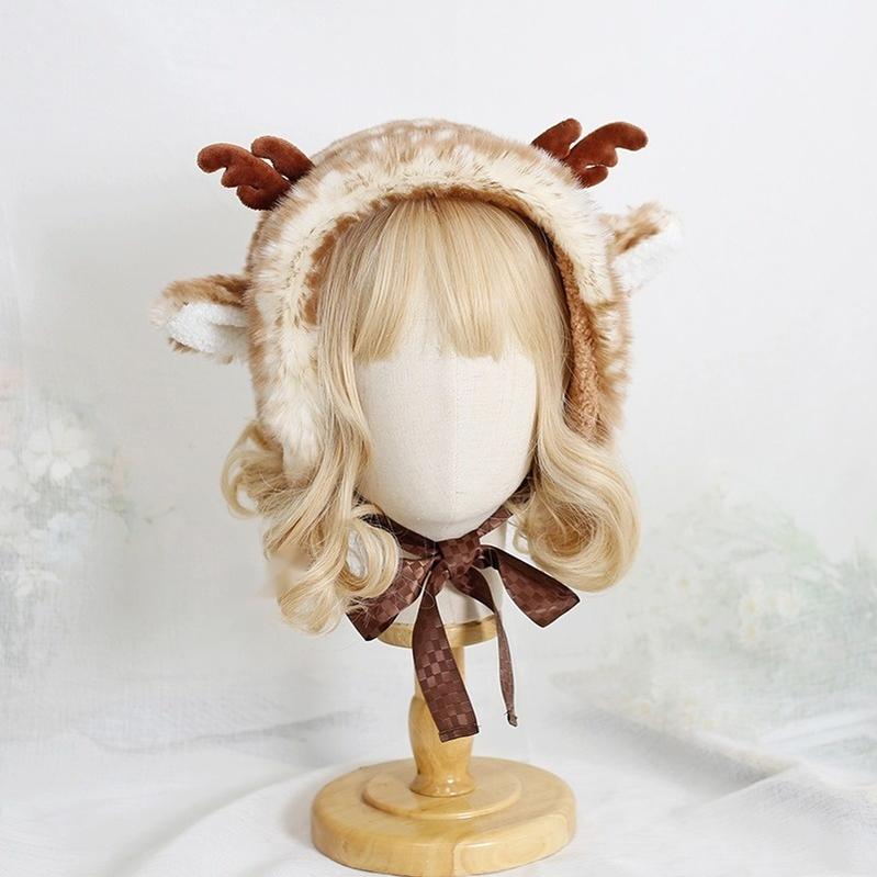 Xiaogui~Deer Spot~Kawaii Lolita Warmer Hat Japanese Sweet Deer Earmuff Hat