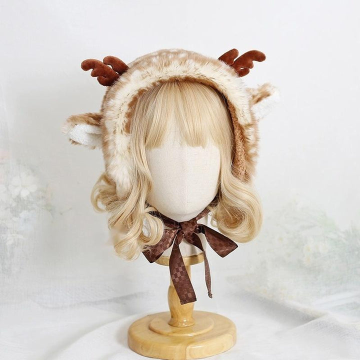 Xiaogui~Deer Spot~Kawaii Lolita Warmer Hat Japanese Sweet Deer Earmuff Hat   