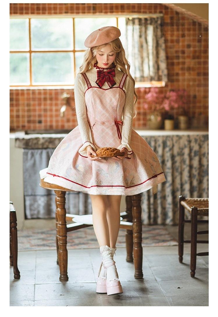 Nikki Tomorrow~Poetic Bloom~Pink Sweet Lolita JSK Dress and Sweater