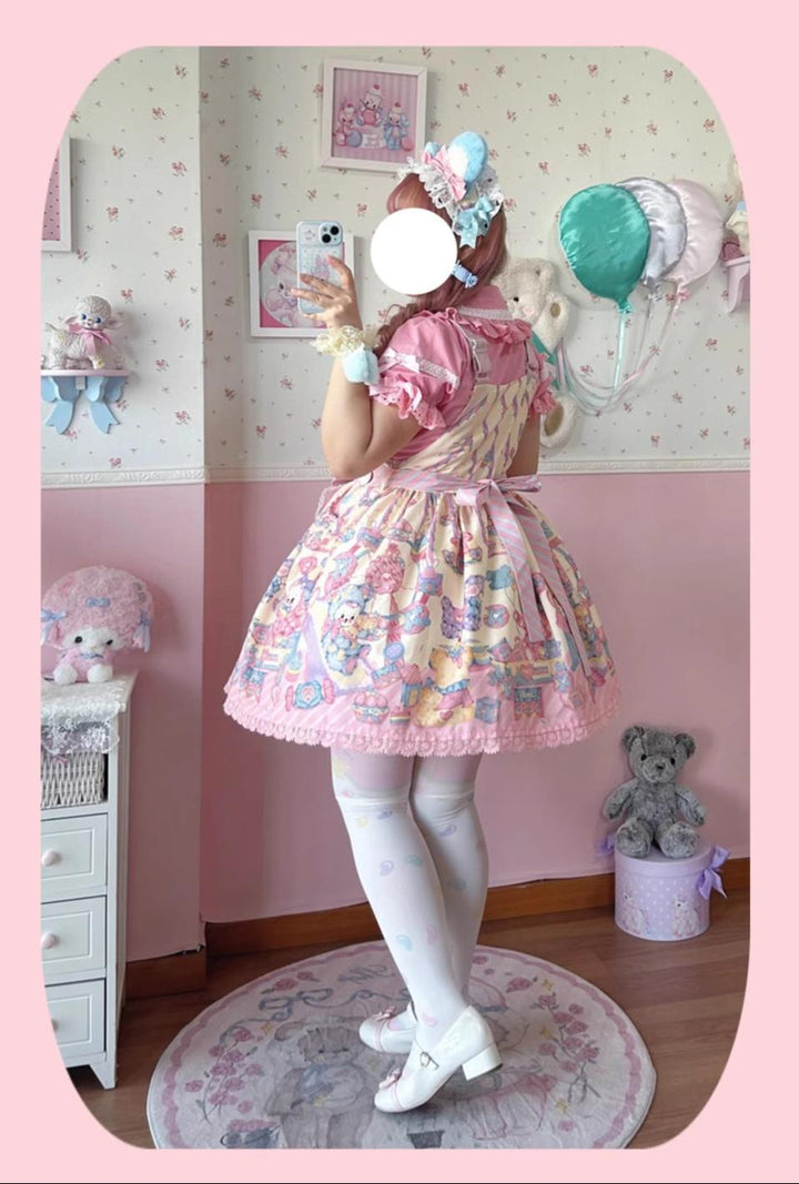 Star Fantasy~Rainbow Buffet Bunny~Candy-Like Kawaii Lolita Dress Suit with Plus Size Shirt
