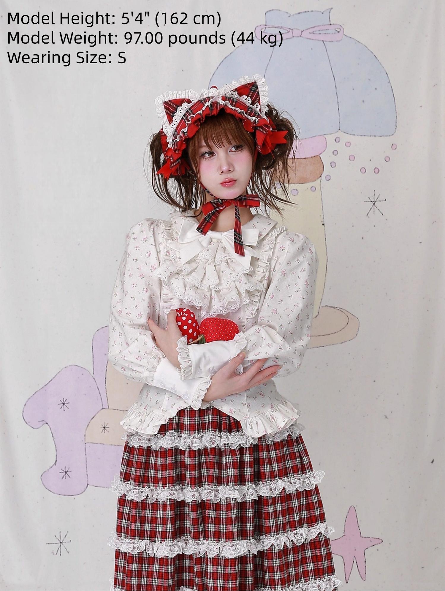 Old School Lolita Cotton Shirt, Floral Print 44517:812226