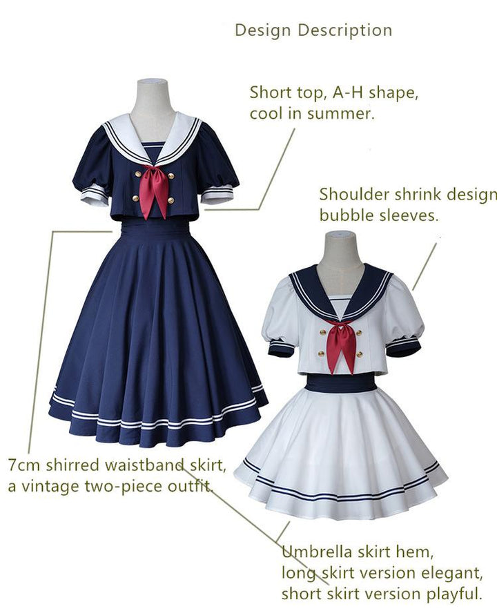 (Buyforme)Beleganty~Vintage Sailor Style Skirt Set Sea and Wind   