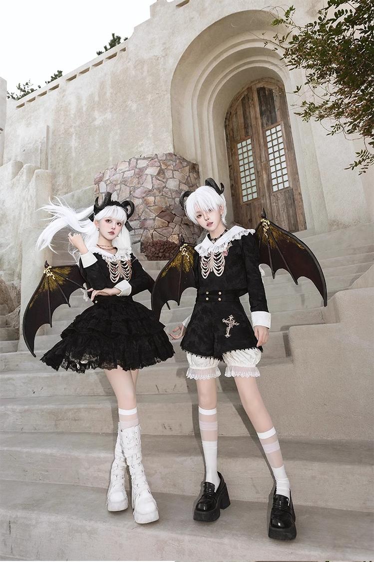 CastleToo~Crossbone~Ouji Lolita Shorts Suit Gothic Lolita Top and Blouse