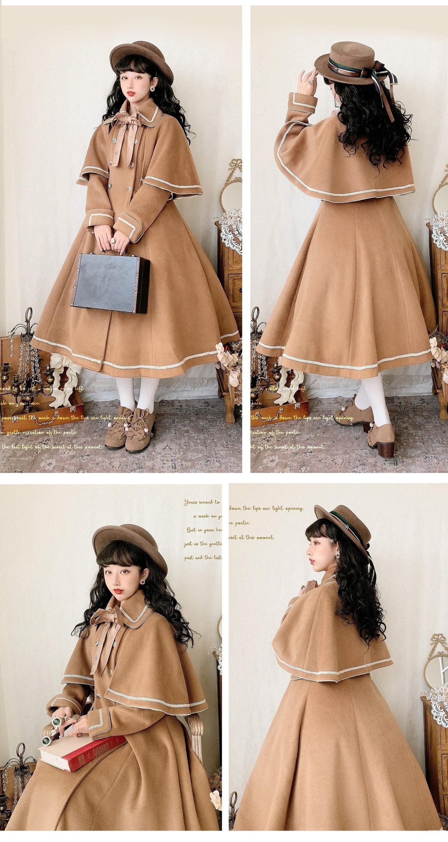 Unideer - Galaxy Traveler - Classic School Lolita Overcoat with Detachable Cape and Bow 39940:643438