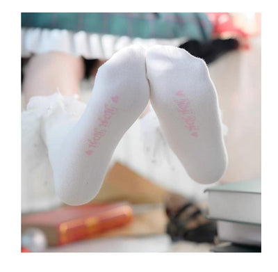 Roji Roji~Sweet Lolia Socks Mid-tube Cotton Lolita Lace Bow Socks   