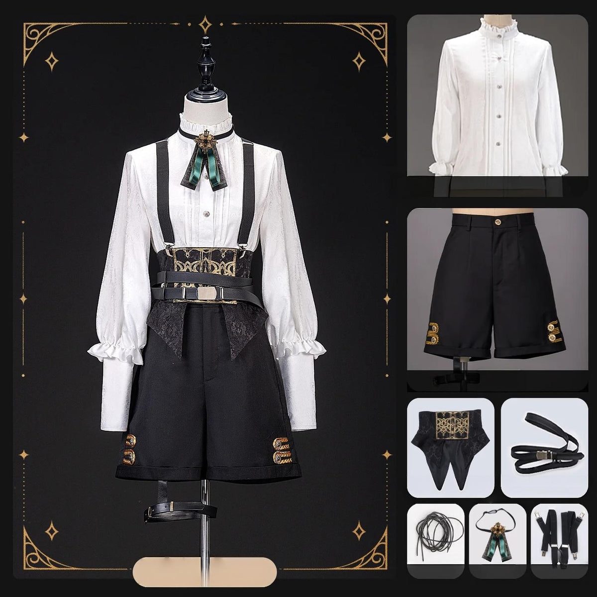 Canticle of Rites - Military Ouji Lolita Jacket & Shorts Set, Detachable Train (2XL L M S XL / Pre-order) 46053:873838