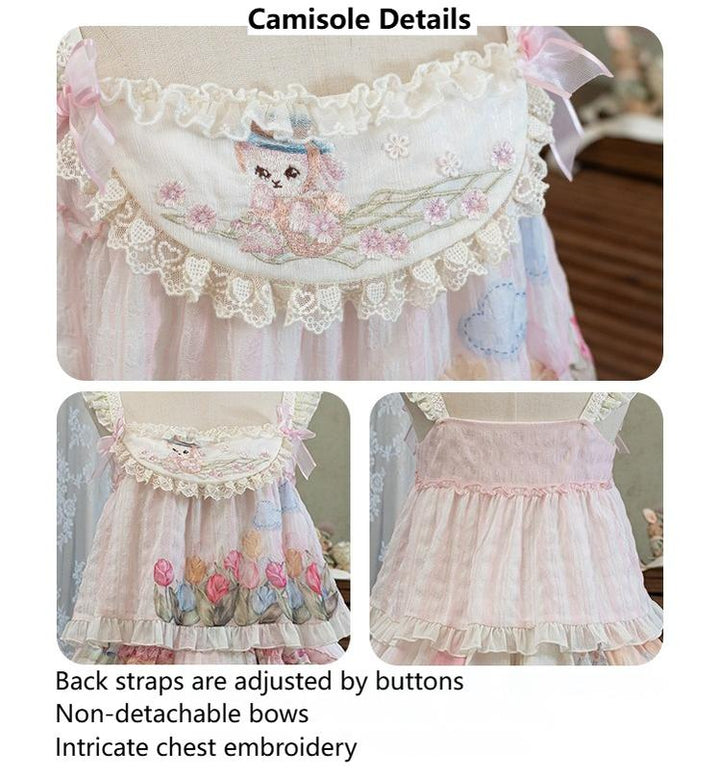 Mewroco~Country Patchwork~Sweet Lolita Dress Set Print OP SK Shirt and Camisole 41848:718962