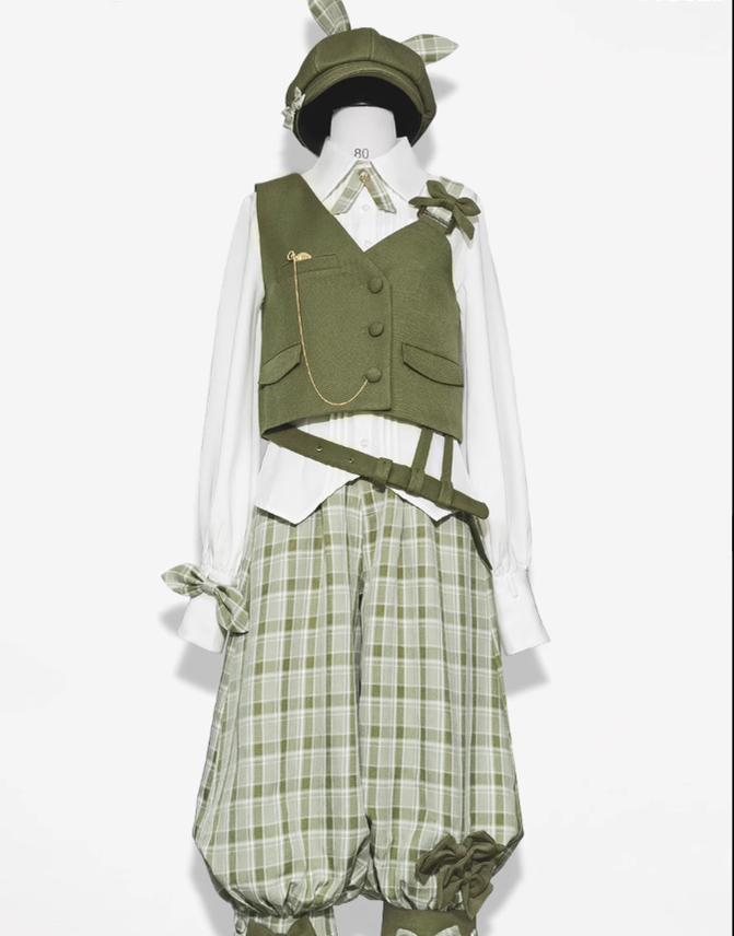 Princess Chronicles - Secret Morning Paper - Ouji Lolita Shirt and Matcha Green Capri Pants