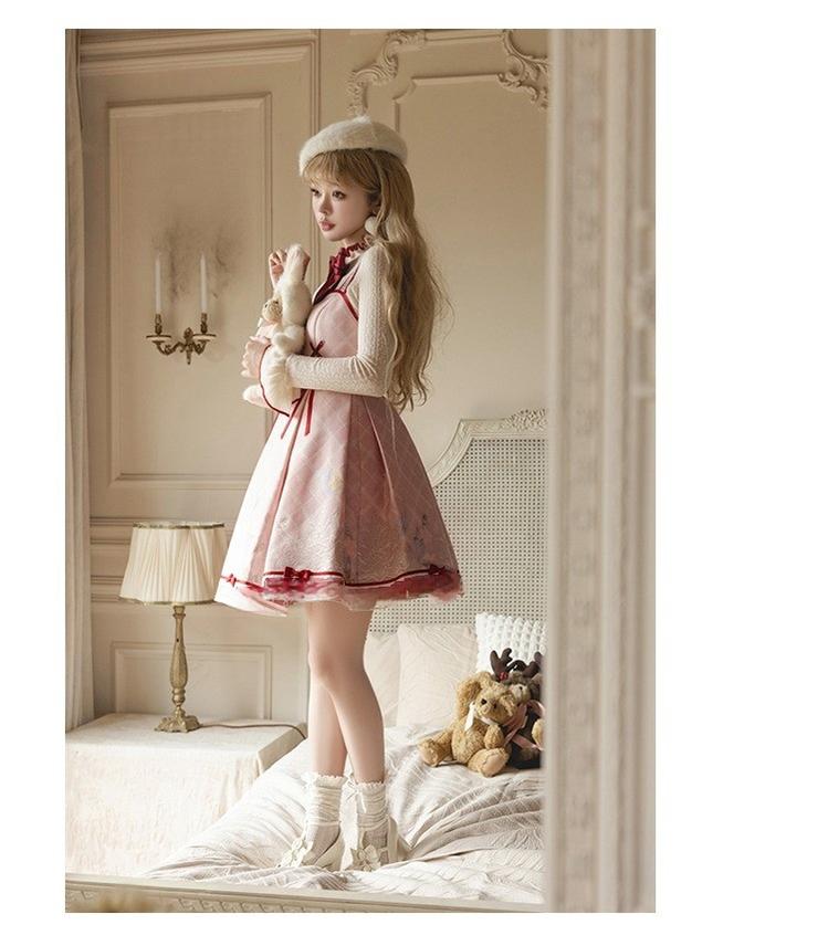 Nikki Tomorrow~Poetic Bloom~Pink Sweet Lolita JSK Dress and Sweater