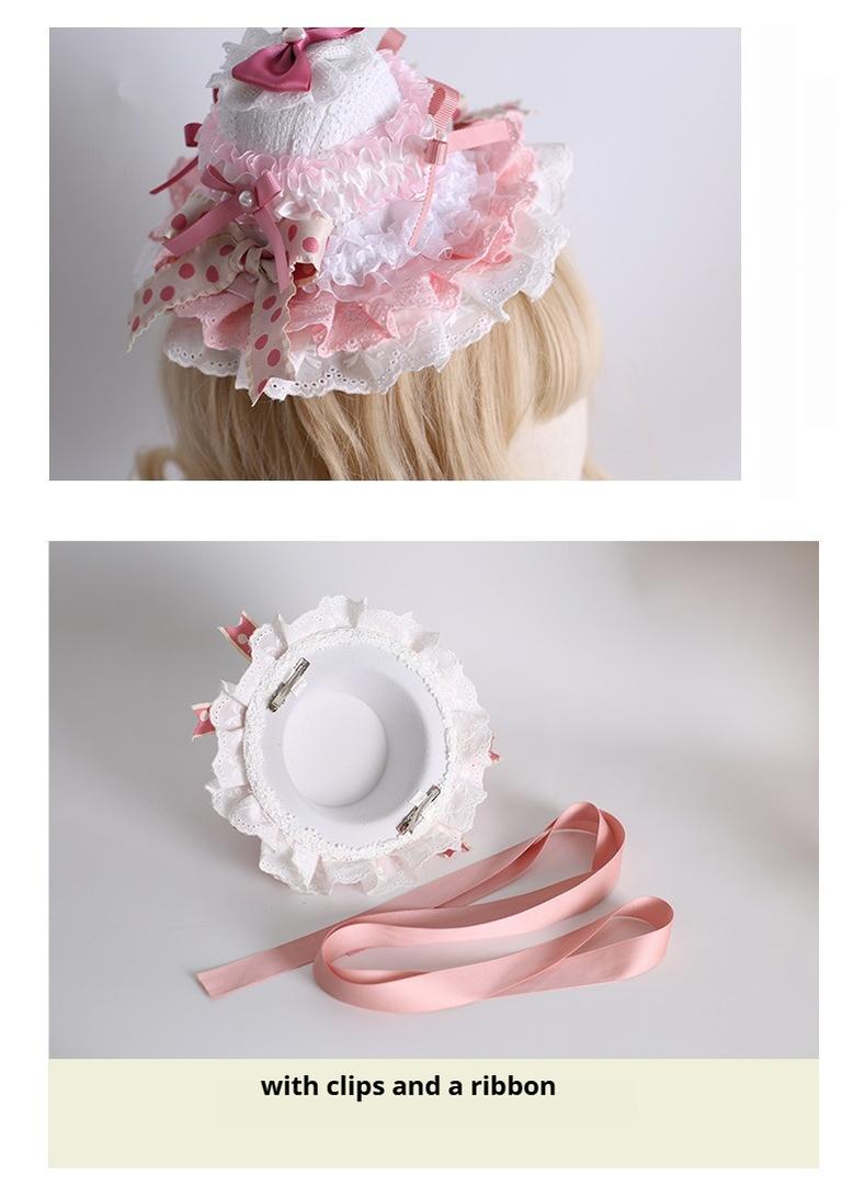 Xiaogui - Sweet Lolita Mini Top Hat with Double-layered Cake Shape