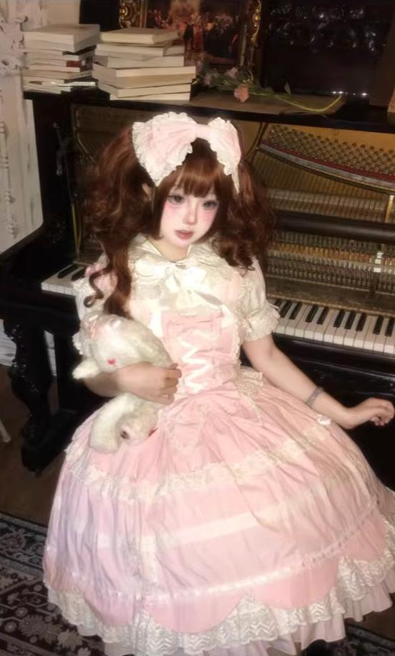 Cream Petal - Cotton Old School Lolita JSK, Layered Tiered Hem 44538:812501