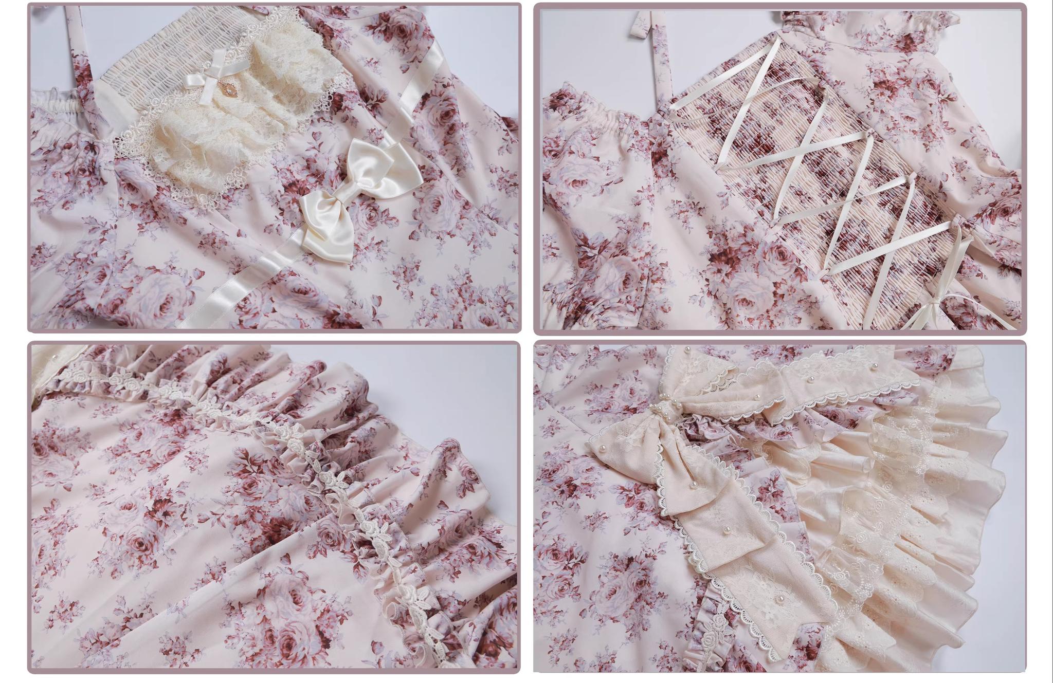 Black Rose - Printed Old School Lolita Dress, Front Opening