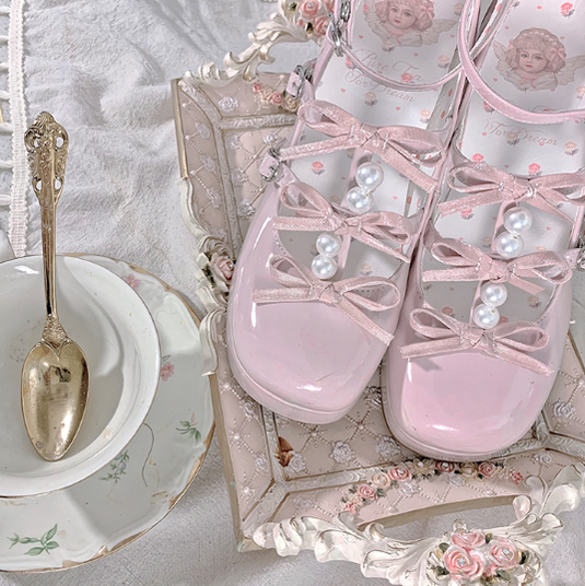 Pure Tea For Dream - Sweet Lolita Platform Pearl Bow Shoes