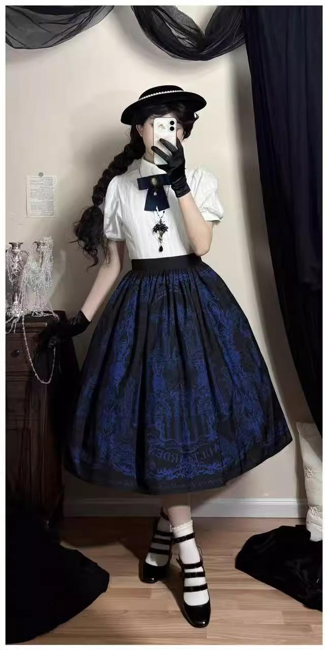 Vault Design~Angel Garden~Classic Lolita SK A-line Printed Lolita Skirt