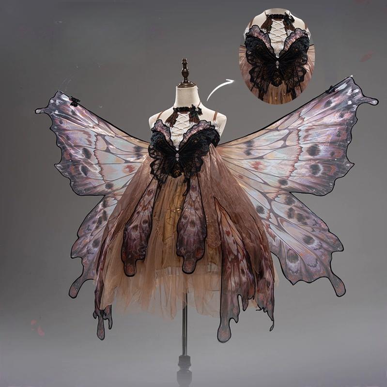 Urtto - Dead Leaf Butterfly - Chiffon Gothic Lolita JSK, Irregular Tiered Skirt (L M S XL) 44352:804282