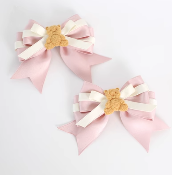 Xiaogui - Macarons Bear - Kawaii Lolita Bow Headbands and Hair Clips No.2 a pair of bear fish mouth clips