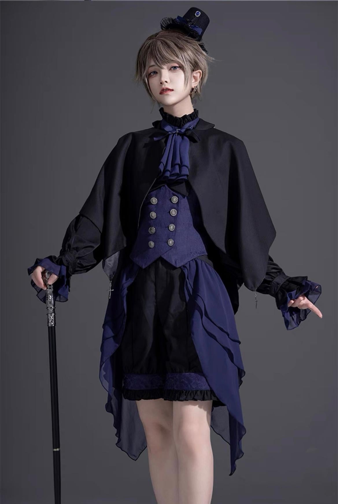 (BFM)CastleToo~Evil Twins~Ouji Lolita Dress Lolita Vest Shirt Shorts Skirt Set 32646:388772