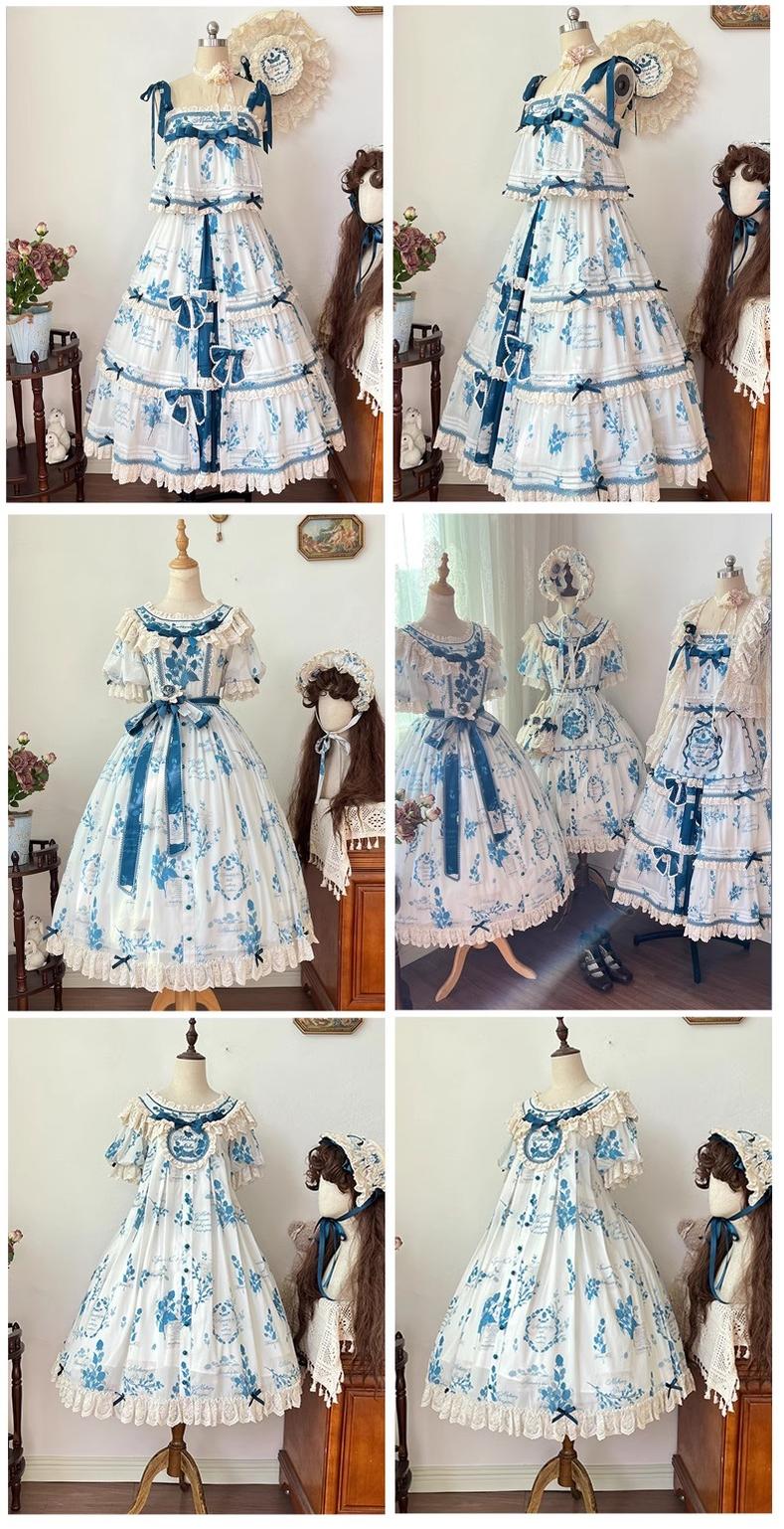 NanShengGe - Mulberry Poem - Country Lolita Printed Dress with Cardigan Set 42513:743199