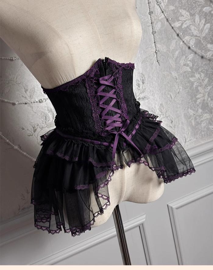 Alice Girl~Cross~Gothic Princess Lolita Corset with Multiple Layers Hem 42125:728801