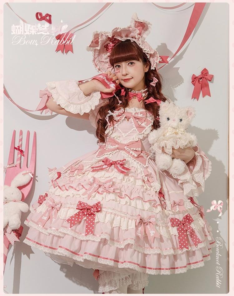 Mademoiselle Pearl~Bow Bunny~IP Collab Sweet Lolita OP Dress Bow JSK OP 38022:578754
