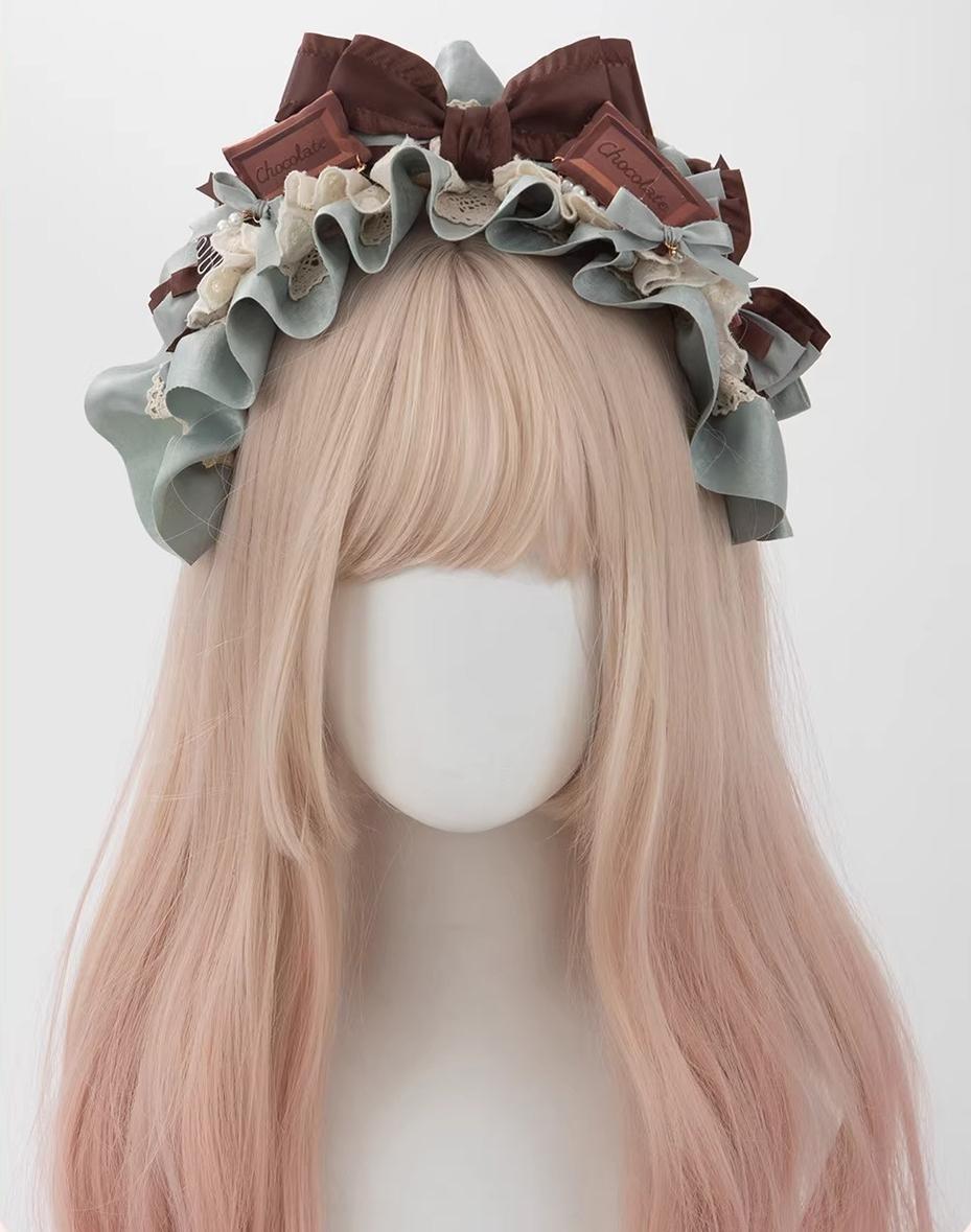 Mint Chocolate Puff - Lolita Cake Inspired Mini Top Hat, Large Bow KC