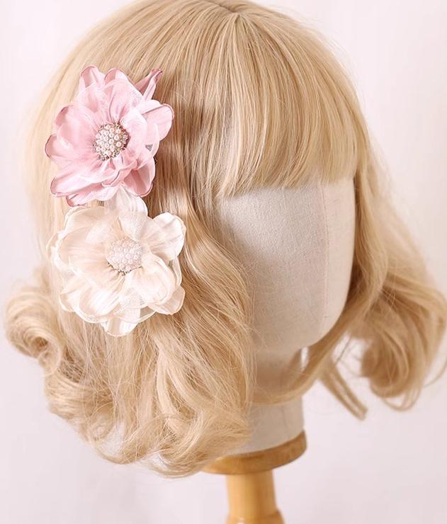 Xiaogui~Elegant Lolita Headdress Organza Flower Hairpin   
