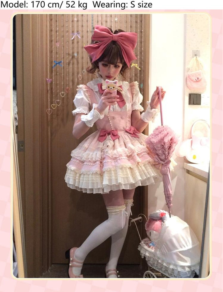 Sakurahime~Cupid Overture~Sweet Pink Lolita Jumper Dress Bust-Supporting JSK