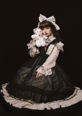 CR Cat Romance~Coconut Milk Boo Boo~Elegant Lolita Polka Dot OP   