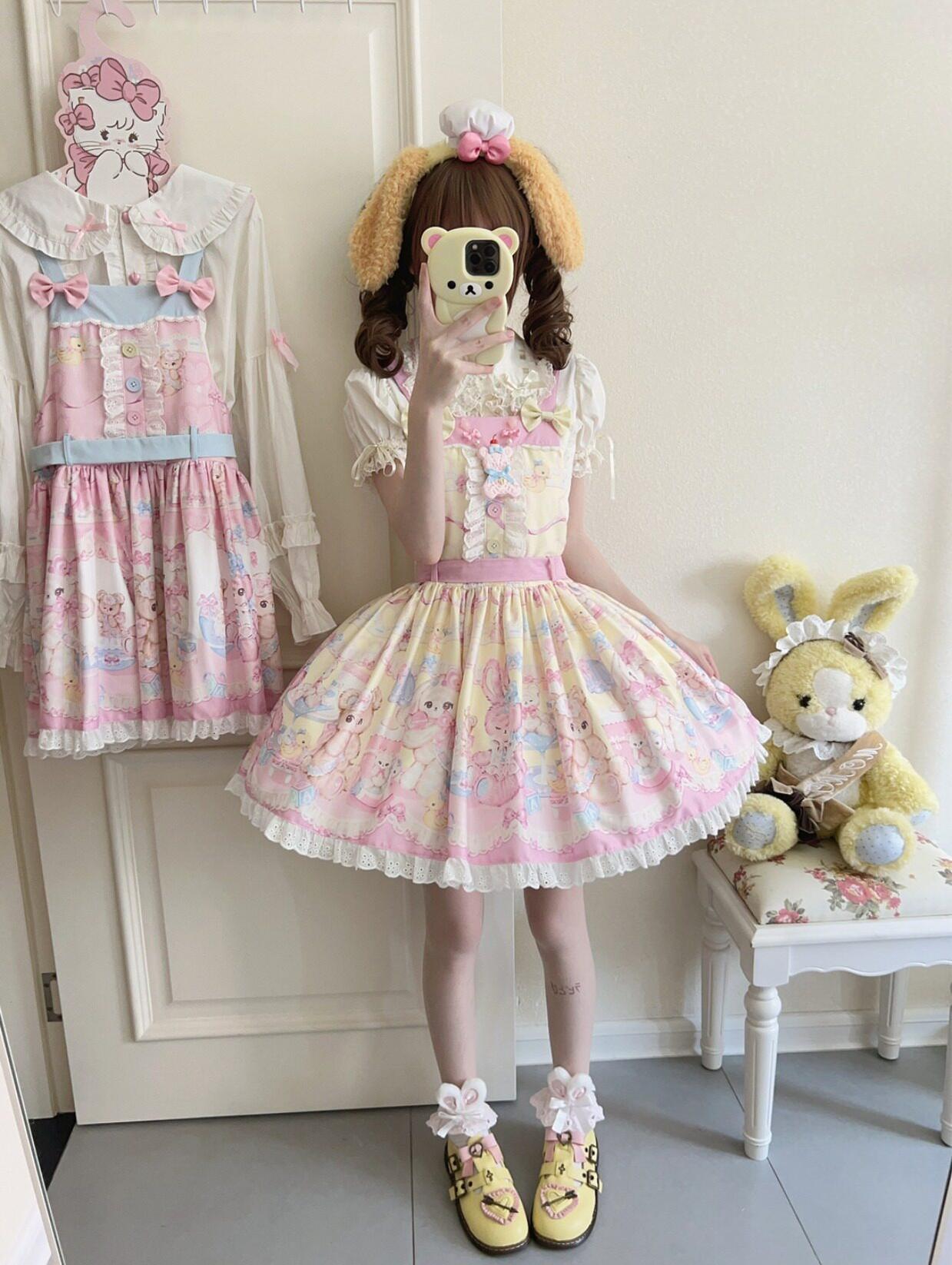 Bear Sweet - Printed Sweet Lolita Salopette Dress 44870:829521