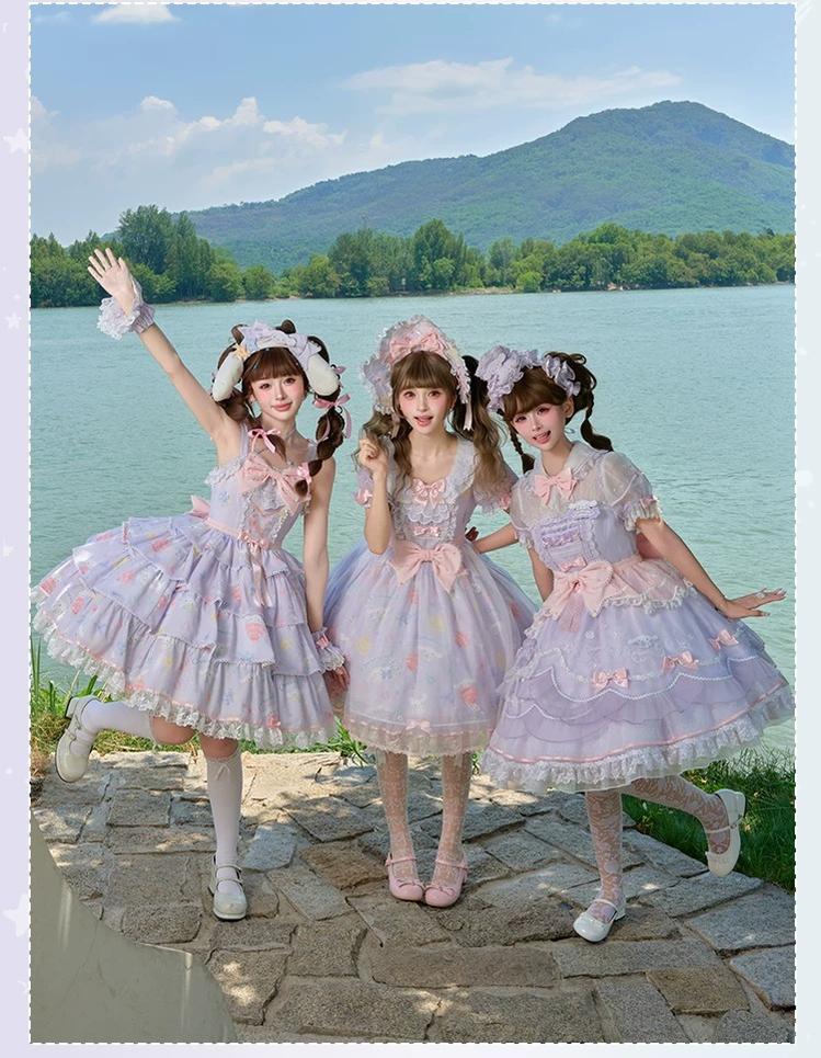 Cinnamoroll Ocean Fantasy - IP Collab Sweet Lolita Tiered JSK & OP Dress, Cinnamoroll Print 45995:871874