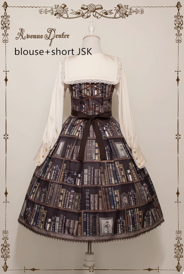 (Buyforme)AD Luyin~Cat Bookshelf JSK OP and Blouse   