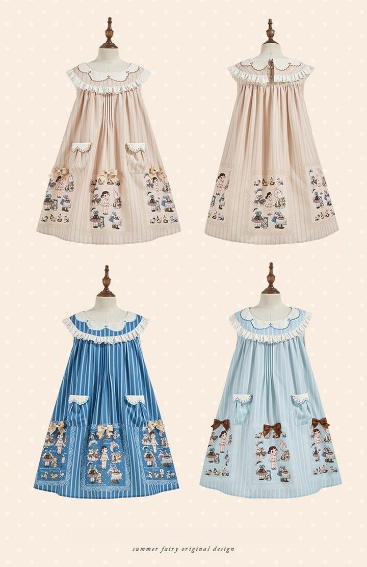 Summer Fairy~IP Collab Kawaii Lolita OP Dress Printed Pattern JSK 40554:667542